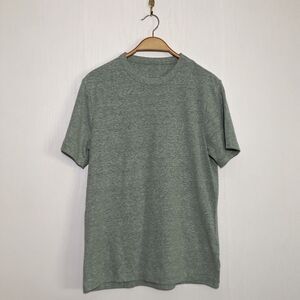 J. CREW T-Shirt Mens Small Green Linen Cotton Blend Stripes Factory Crewneck New